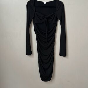 NWOT Alana Eve Dress Womens Small Black Long Sleeve Cut Out Front Bodycon Fitted